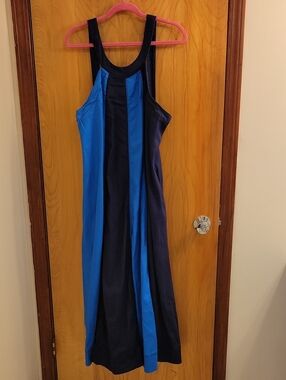 Anthropologie Blue and Navy Colorblock One-Piece Swim Dress